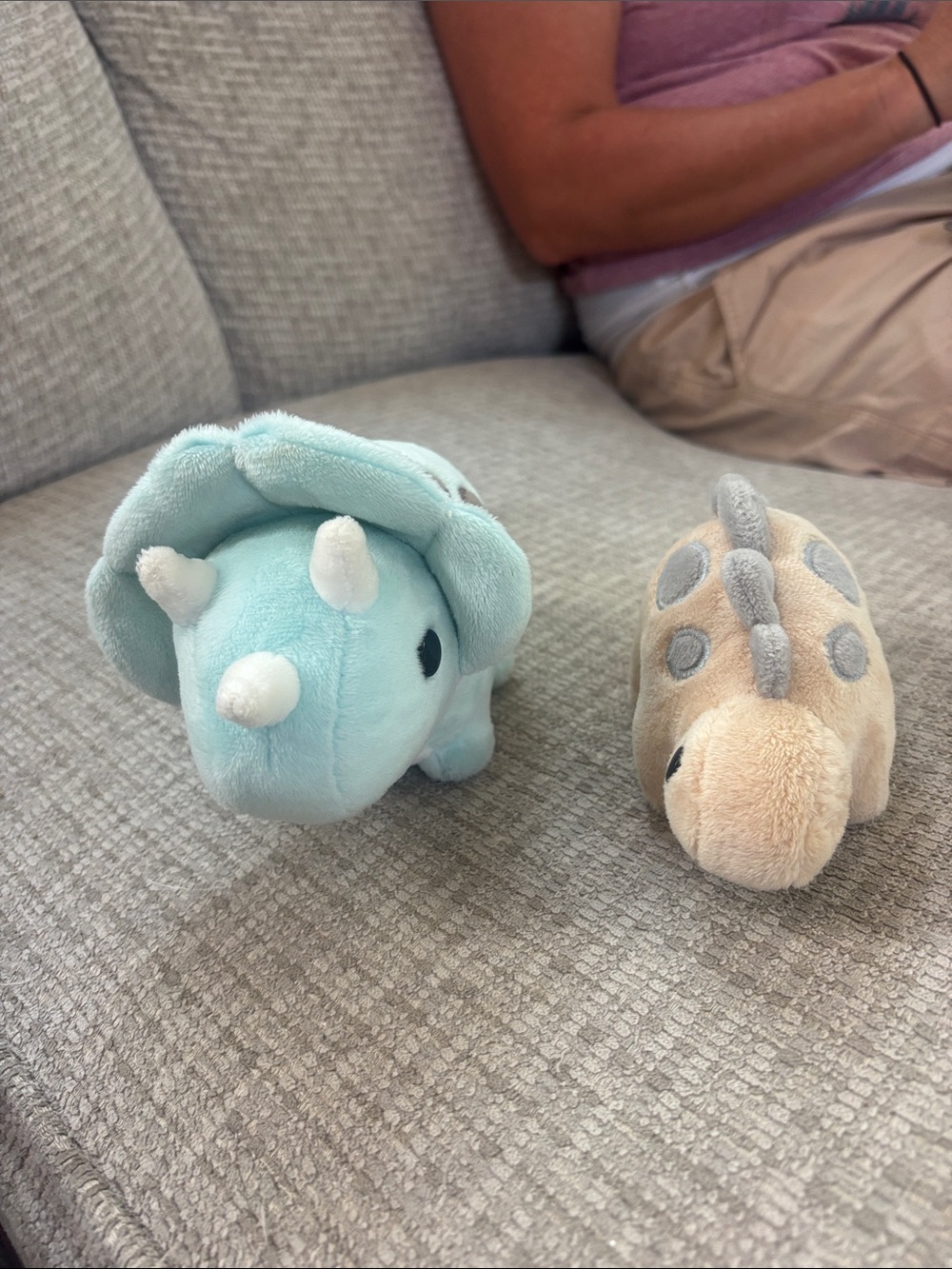 Blue Triceratops Plush Toy Duo